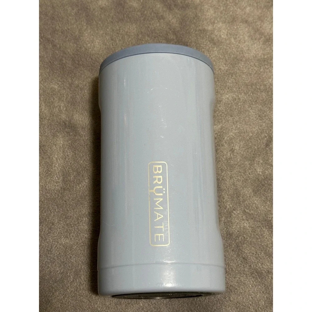 BruMate Hopsulator Slim 12oz Insulated Can Cooler Denim Blue Stainless Steel